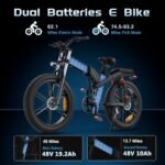 Folding Electric Bike for Adults,48V 29.2Ah Dual Batteries,1000W 31 MPH 93.2 Miles Max Range 8-Speed Adult Electric Bicycles,26” Fat Tire Electric Mountain Bike with Triple Suspension. - Image 3