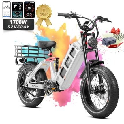 Juliet II Electric Bike for Adults Peak 1700W/52V/60Ah 34MPH 100+Miles Long Range Ebike Full Suspension Electric Mountain Bicycle with Dual Hydraulic Brake APP Control