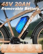 2000W Dual Motor Electric Bike, 48V 20Ah Removable Battery, 35MPH Ebike for Men Women, 21-Speed, 26" Fat Tires Electric Bicycle with Hydraulic Disc Brakes & Lockable Suspension. - Image 3