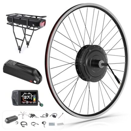 BAFANG 48V 500W Rear Hub Motor Kit Electric Bicycle Conversion Kit for Bikes 27.5" Wheel (EDK01 Display, 48V 13Ah Shark Battery with Charger)