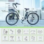 isinwheel 26" Electric Cruiser Bike 500W Ebike, 36V 13Ah Removable Battery, Up to 55+ Miles, 20MPH Electric Bike for Adults, Professional 7 Speed E-Bike, Electric City Commuter Bicycle (White). - Image 5