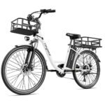 Heybike Cityscape Electric Bike 350W(Peak 500W) Electric City Cruiser Bicycle Up to 40 Miles 23MPH Removable Battery, 7-Speed and Dual Shock Absorber, 26" Electric Commuter Bike for Adults.