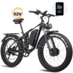 Full Suspension 52V Electric Bike for Adults 2000W Peak 3000W Dual Motor AWD Ebike 36.8MPH 26" All Terrain Fat Tire Adults Electric Bicycle with 52V 23AH Battery Up to 80Miles 7Speed Gear Ebikes.