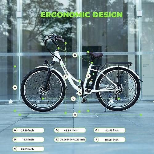 Version 1.0.0 isinwheel 26" Electric Cruiser Bike 500W Ebike, 36V 13Ah Removable Battery, Up to 55+ Miles, 20MPH Electric Bike for Adults, Professional 7 Speed E-Bike, Electric City Commuter Bicycle (White). - Image 6
