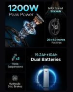 ENGWE X24/X26 1200W Electric Bike for Adults, 26" x 4.0 Fat Tire Folding Ebike with Single/Dual Removable Battery 48V 19.2AH/+10AH up to 62/94Miles & 31MPH. - Image 2