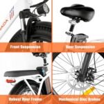 SENADA Electric Bike for Adults, 20 x 3.0 Fat Tire Folding Electric Bicycle, 750W Peak Foldable Ebike 25MPH 65Miles Range, Dual Suspension & 7-Speed with Rear Seat Cushion. - Image 6