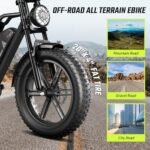 Electric Bike for Adults 1300w, Mountain Electric Bike,Motorbike,Fat Tire Ebike 20x4 in, Classic Off-Road Ebike,65Miles Range,28MPH,48V 15AH Removable Battery, 90N.m,7 Speed Gear Hydraulic Brake. - Image 5