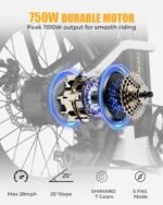 SOHAMO S3 Electric Bike for Adults, 1100W Peak Brushless Moter, 28Mph Foldable Electric Bicycles with 48V 15/20Ah Removable Battery, Max Up to 40/60Miles, 20" Fat Tire Ebike for Road, Sand, Mountain. - Image 2