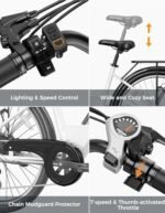 Jasion Roamer ST Electric Bike for Adults, 1200W Peak Motor Max 62miles & 28MPH City Cruiser Ebike,26'' Commuter Ebike, 528WH Removable Battery,7-Speed Electric Bicycles, Front Suspension Bicycles. - Image 5