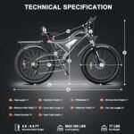 aostirmotor 750W Electric Bike for Adults 26"×4" Fat Tire Electric Bike 48V 15AH Adult Electric Bicycles, Full Suspension 28MPH E Bike for Adults, Shimano 7 Speed Electric Mountain Bike. - Image 2
