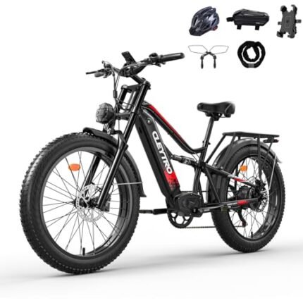Electric Bike for Adults,1500W/750W,52V 21/19Ah 32-37MPH, 30-60Miles Range 26”Fat Tire Electric Bike Beach Snow Mountain Bike, Dual Hydraulic Disc Brakes Electric Bike Full Suspension.