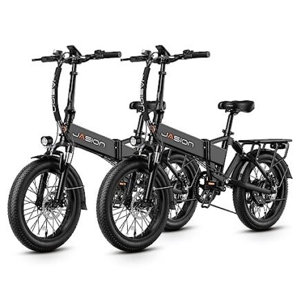 Jasion EB7 2.0 Electric Bike for Adults, 1200W Peak Motor 28MPH Max Speed Folding Ebike, 48V 10AH Removable Battery, 20" Fat Tire with Dual Suapension, 7-Speed Electric Bicycles, UL Certifiled.