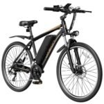 Jasion EBX Electric Bike for Adults, 26" Electric Mountain Bike, 850 W Peak Motor, 450 Wh Removable Battery Ebikes for Adults, Max 55 Miles 25 MPH Electric Bicycles, 21-Speed Front Suspension.