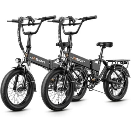 Jasion EB7 2.0 Electric Bike for Adults, 1200W Peak Motor 28MPH Max Speed Folding Ebike, 48V 10AH Removable Battery, 20" Fat Tire with Dual Suspension, 7-Speed Electric Bicycles, UL Certifiled.