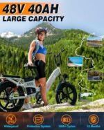 Electric Bike for Adults, 48V 40Ah/60Ah 1600W/3200W Peak Dual Motor Fast Long Range Ebike, 20 Inch Fat Tire Full Suspension Electric Bicycle 31/34MPH, Step Thru E-bike APP Control, UL2849 Certified. - Image 3