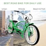 Tracer Beyond Pro 26'' Classic Stretch Chopper EBike with Spring Suspension Classical Fork, disc Brake and hi-Rise Steel Handlebar (Green). - Image 7