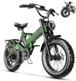 1500W Peak Electric Bike for Adults, 48V 25AH Removable Battery, 30+MPH, 80-100Miles Long Range Foldable Electric Bike, 20"x4.0" Fat Tire, 8 Speed Magnesium Alloy All Terrain Ebike.
