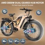 PHILODO Electric Bike for Adults, Dual Motor Fat Tire Ebike 2 * 1000W Dual Battery Electric Bicycles 48V 46AH with Full Suspension Hydraulic Disc Brakes 35MPH. - Image 4