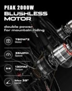 Electric Bike for Adult, Peak 2000W/2500W 35MPH Dual Motors Ebike for Men, 18Ah/19.2Ah 48V Built-in Battery E Bike, 26" Fat Tire E Bicycle Fit All Terrain 70Miles/85Miles, Dual Hydraulic Brake. - Image 4