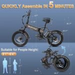 Snapcycle Eagle 750W Folding Electric Bike for Adults 28MPH 20'' Fat Tire Ebike 48V 15Ah Samsung Removable Battery,4A Fast Charger,Dual Suspension,Hydraulic Brake. - Image 4