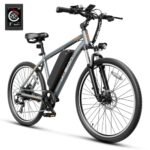 Jasion Electric Bike for Adults -750 W Peak Motor, 480 WH Removable Battery Bicycle with Twist Throttle, Dual Disc Brake, 7-Speed Ebike, Max 20 MPH, 5 PAS Levels, Front Suspension 27.5 Inch Tires.
