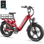 FREESKY Electric Bike for Adults 1200W Motor 48V 20AH Removable Battery Step-Thru up to 28+MPH& 90Miles Dual Hydralic Brakes 4.0×20” Fat Tires Electric Bicycle with Large Basket Upgrade NFC System.