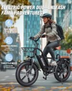2 Seater Electric Bike for Adults,1500/1000W 30MPH 30-70Miles 48V 15AH Removable Battery Ebike 20" x 4.0 Fat Tire Beach Mountain Commuting Electric Bicycles W/Fork Suspension UL2849. - Image 4