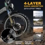 Folding Electric Bike for Adults,1500W Motor(Peak 2000W),35MPH 100Mile,48V 25Ah Battery,20" x 4.0 Fat Tire Foldable Electric Bicycle,Electric Mountain E-Bike,Hydraulic Disc Brake E-Bike. - Image 5