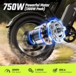 Electric Bike for Adults 1300w, Mountain Electric Bike,Motorbike,Fat Tire Ebike 20x4 in, Classic Off-Road Ebike,65Miles Range,28MPH,48V 15AH Removable Battery, 90N.m,7 Speed Gear Hydraulic Brake. - Image 2