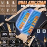 PHILODO Electric Bike for Adults, Dual Motor Fat Tire Ebike 2 * 1000W Dual Battery Electric Bicycles 48V 46AH with Full Suspension Hydraulic Disc Brakes 35MPH. - Image 2