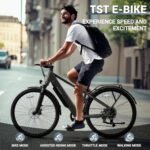 TST Electric Bike for Adults,Electric Bicycle 23MPH,26" Tire,Peak 800W Motor,Range 40 Miles,7-Speed,Commuter Electric Bike with 480Wh Removable Battery Built in,LCD,Suspension Fork,Smart App. - Image 2