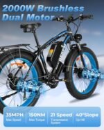 2000W Dual Motor Ebike for Men Women,35 MPH E-Bike 48V 20Ah Removable Battery 86Mile,All Terrain 26" Fat Tire Electric Bike for Adult with Dual Hydraulic Brake,21 Speed,Lockable Suspension. - Image 4