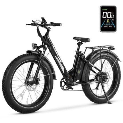 Lander S Electric Bike for Adults, UL 2849 Certified, 26 Inch Fat Tire Mountain Electric Ebike Step Through E-bike with 720W Peak Motor and 624Wh Removable Battery, 25MPH, 7 Speed and Front Suspension.