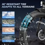 LEONX Aipas M2 Electric Bike,1500W Peak Motor Electric bike for adults, 26'' x 4.0'' Fat Tire Electric Mountain Bike with 480Wh Samsung Battery, 28MPH 45 Miles Ebike UL Certified 7 Speed. - Image 5