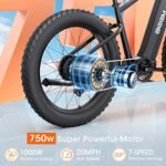 UDON BEEMONE Electric Bike for Adults One-Step, 1000W Motor Electric Bicycle with 26" x 4.0 Fat Tire, 30-80Miles 28MPH E-Bikes with 48V/20Ah Removable Battery (Men, Black-3). - Image 2