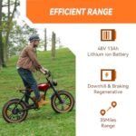 HIDOES B10 Cowboy Style Electric Bike for Adult 1000w Brushless Motor 48V 13AH Battery, 20"×4'Fat Tires Double Brake System 35Miles Max Range 37MPH Max Speed Beach Mountain Off Road Electric Bicycle. - Image 3