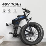 Wooken Electric Bike, 26''x4.0 Electric Bicycle 500W 21.6MPH Fat Tire,Folding Electric Bike for Adults with 48V/10Ah Battery, Mountain Bike with Lockable Suspension Fork, Shimano 21 Speed Gears EBike. - Image 3