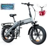 TESGO Electric Bike【1000W Motor & 70 Miles Range】【Hydraulic Brake】 Fat Tire Ebike with 48V 17.4AH Battery, 20''*4.0'' Folding Electric Bike for Adults, 32MPH Commuter E-Bike, Dual Suspension.
