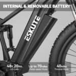 ESKUTE Spark Y Electric Mountain Bike, 1500W Peak Bafang Motor with Max Speed 28Mph, Up to 70Miles Range, 26"x4.8" Fat Tires Ebike with Full Suspension. - Image 3