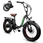 20" Folding Electric Bike,Peak 1200W Fat Tire Ebike 7 Speed Gear with Removable 48V15AH Lithium Battery and Multi-Function Display (Black).