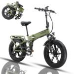 PASELEC Electric Bikes for Adults Folding Electric Bicycle 750W Motor Ebike 20''*4.0'' Fat Tire Mountain e-Bike with 48V 12Ah Removable Battery,7 Gears Foldable E Bike for Adults (Dark Green).