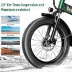 Foldable Electric Bike for Adults, 30+MPH, 48V 20Ah Removable Battery up to 80Miles, 20" Fat Tire Peak 1000W Motor Dirt Ebike Adult Electric Bicycle for City Commute Beach Mountain Adventurous E Bike. - Image 4