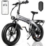 Electric Bike for Adults 1130W Peak BAFABG Motor 30MPH 48V 15AH Battery 60Miles Range Folding EBike, 20'' Fat Tire Foldable E-Bike with APP Control, Full Suspension, Hydraulic Brake Electric Bicycle.