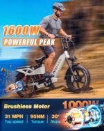 Electric Bike for Adults, 48V 40Ah/60Ah 1600W/3200W Peak Dual Motor Fast Long Range Ebike, 20 Inch Fat Tire Full Suspension Electric Bicycle 31/34MPH, Step Thru E-bike APP Control, UL2849 Certified. - Image 2