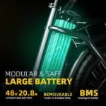 MARS700 Peak 1000W Motor Folding Electric Bike for Adults, 48V 20.8 AH Super Battery Up to 30MPH and 100 Miles, 7-Speed 20" Fat Tire All Terrain Ebike. - Image 5