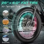Vivi F26FUL Electric Bike Peak 1000W 26" x 4.0 Fat Tire Electric Bike with 48V 13Ah Removable Battery, 7Speed, Top 26Mph, Cruise Control, Up to 60 Miles for Commuting, Beach,Snow, UL2849 Certification. - Image 5