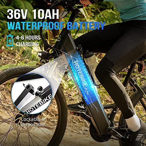 Version 1.0.0 HOTEBIKE Electric Bike for Adults with 350W Motor 36V 10Ah Removable Battery 26" Ebike Cruiser Electric Bicycle Step-Thru Commuter Bike 21 Speed & Front Suspension. - Image 4