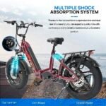 Mimas Folding Electric Bike for Adults 20Ah LG Cell Battery 750W Brushless Motor Cruise Control 80+Miles Long Range Full Suspension 30Mph 20" x4.0 Fat Tire Ebike 7-Speed Commuter Bicycle. - Image 5