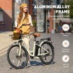 Viribus Electric Bike for Women, 500W (Peak 750W) 48V 13AH City Ebikes for Adults with Basket, Rack, Suspension, Aluminum Frame, Cruiser Commuter E Bike for Women, Step Through Electric Bike. - Image 6
