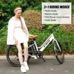 Electric City Bike for Adults | 26'' Electric Commuter E-Bike |7-Speed | Peak 500W Brushless Motor with 36V 10.2Ah UL-Certified Removable Battery | Electric Bicycle White. - Image 3